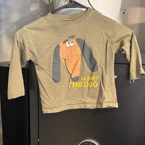 Zara Olive Green Long-Sleeve Tee with 'Albert The Dog' Graphic